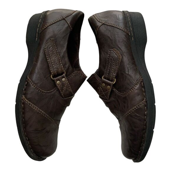 Clarks Brown Leather Shoes Womens 8.5 M Distressed Round Toe Cushioned Comfort - Picture 7 of 16